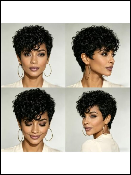 100% Brazilian Virgin Human Hair Pixie Cut Wig with Bangs Glueless Wear and Go main image 4